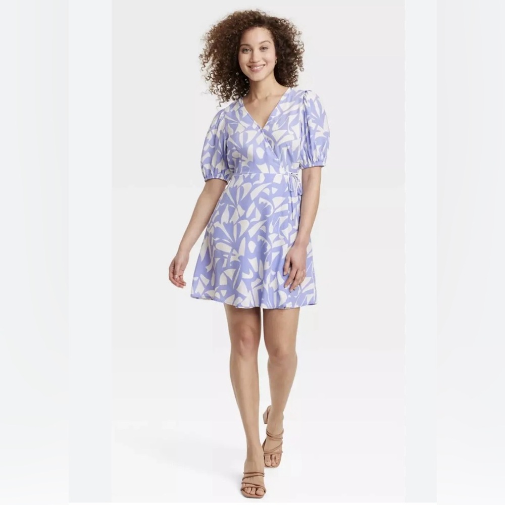 a new day Abstract Lavender and White Midi Dress